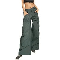 Durtebeua Ženske modne hlače velike struke ravne pantalone na ležernim ležećim pantalonama Green