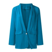 Ženski blazervi udobni džep natrag zrno jaknu odijelo nebo plavo 3xl