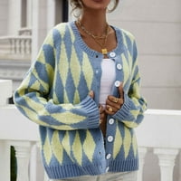 CLlios Woman Modna boja Podudaranje dugih rukava Klit Cardigan Loose Tops Bluza džemper
