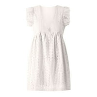 Ljetne haljine za žene Čvrsti duboki V-izrez A-line mini temperament kratkih rukava za putovanja s kratkim