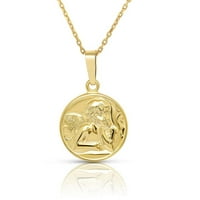 14K pozlaćeni sterlijski srebrni okrugli čuvar anđela Angel Medal Privjesak ogrlica