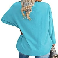 LUMENTO DAME TAME MAJICA LONG BUGINA Čvrsta boja Majica Labavo pulover Plavo vrhovi Sky Blue S