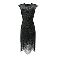 Outfmvch Crne haljine za žene Vintage 1920S Sequin perled Tassels Party Night Hem Flapper haljina ženske