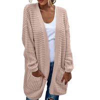 Plus veličine za žene Jednobojni džemper s dugim rukavima dugim džemper s dugim kardiganskim jaknom