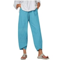 GATHRGYP WOGE HLAČNE SVEĆE 5 USD, ženski modni ljetni casual labavi džep ravno hlače hlače u boji