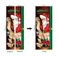 Naljepnica naljepnica od vrata za vrata Santa Claus - Božićni poklon vrata naljepnica ukrasna zidna