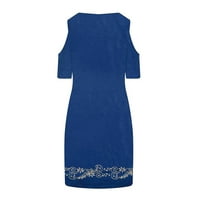 Haljine za žene Seksi ljeto V-izrez kratki rukav Mini tiskani A-line haljina od plaže Ruffle plave s