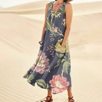 Ženske ljetne haljine Haljine za odmor na plaži Boho haljine cvjetne tiskane bez rukava za sunčanje