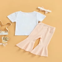 Seyurigaoka Baby Girls Usched trodijelne hlače odijelo zečje majice + zvona donje pantalone + luk na