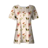 Hanas vrhovi za dame, savršen izbor, majice bez rukava, trendi cvjetni print Henley V izrez Loose Tunic