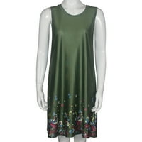 Ženske haljine ispisane okrugle dekolte za sunčanje mini casual ljetna haljina bez rukava zelena m