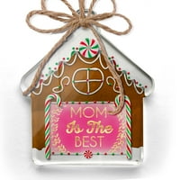 Ornament tiskan jednostrana mama je najbolji majčin dan vrući ružičasti i zlatni list krug Božić Neonblond