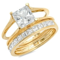 2. CT Princess Cut originalni kultivirani dijamant SI1-si i-j 14k žuti zlatni angažman vjenčanje mladenka