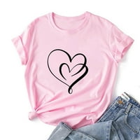 Ženske ljetne majice s kratkim rukavima Sweet Heart ispisani vrhovi Redovna fit casual crewneck tee dukseri