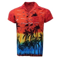 Muška labava fit majica modni casual gumb Havaji Print Beach kratki rukav Brza suha bluza