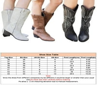 Gomelly Cowgirl Boots Women Chunky Heel Slip na vezenu modnu široku širinu zapadne čizme