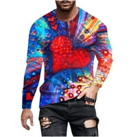 Hfyihgf 3d tiskane košulje za muške dječake Valentines Day Pokloni Moda Ljubav Srca Grafički dugi rukav Slatke smiješne majice Trendy Streetwear