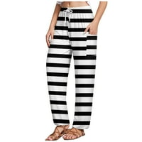 Clearsance YoHome Wide noga hlače za ženske ležerne hlače, tiskanje elastične podmetače Side džep zebra