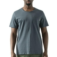 Muška košulja Čvrsta boja okrugli vrat kratki rukav džep labav majica velike veličine