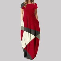 Finelylove Žene Svečane haljine Ženska odjeća ispod ljetnog klirensa A-line Redovni kratki rukav tiskani crveni s