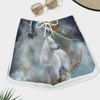 Cool Wolf Howling Moon Moon Životinjski ženski kratke hlače za kratke prtljažnice Elastični struk povremene