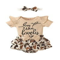 Carolilly novorođenčad dječje djevojke odjeće, kratki rukav rukav + cvjetni leopard tiskani kratke hlače