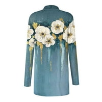 Ženske vrhove Dressy casual ženska modna cvjetna s dugim rukavima od tiskane kardiganske jakne u trendi