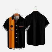 Muški casual bluzes majice - ovratnik za ovratnik odštampane casual havajske majice Najbolje kratkih rukava narančasta