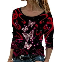 Žene pulover s dugim rukavima pulover leptira, modna ležerna majica Ženska vježbanje vrhovi kratkih