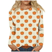 Bazyrey dukseri za žene dugih rukava Trendi Hallowee Ispiši labav pulover okrugli vrat casual bluze