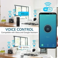 WiFi pametni utikač, pametni utikač kompatibilan s Alexa, Googleom Home i pametnimljicama, WiFi programibilnim otvorima s daljinskim upravljačem, kontrolom glasa i vremenskom funkcijom