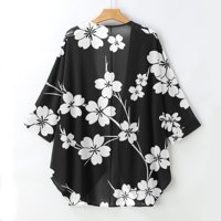 Kardigani za žene Trendy cvjetni print tri četvrtina rukava kimono labavi poklopac up casual bluza kardigan