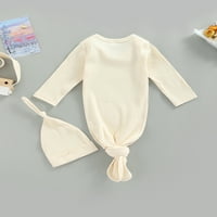 Bagilaanoe Newborn Baby Boy Girl Work Bag 0- mjeseci Rib Knit Dugih rukava za spavanje + Beanie Hat