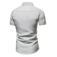 Tobchonp Slim Business Majica Man Casual Style Beach Shirts Solid Boja Ljetna odjeća za muškarce Bijeli