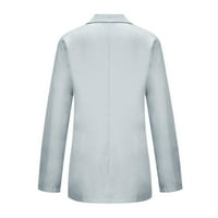 Zimski kaputi za žene, modna zimska čišćenje Ženska gumb Solid Color Džepni rekreativni dugi rukavi odijelo na vrhu sive l