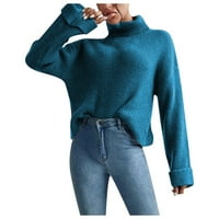 Ženski džemper za turtleneck labavi u boji dugih rukava pletene pulover džemper