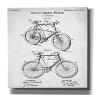 Epic Graffiti 'Bicycle Vintage Blueprint Patent White' Giclee platnena Zidna Art, 12 x16