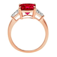 3CT Asscher Cred Simulirani ruby ​​14K ružičasto zlato Angažovanje kamena prstena veličine 11