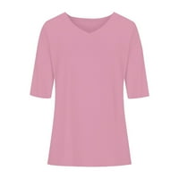 Ženski ljetni bluze i vrhovi rukava V Vruća seksi pune košulje Tunika 5xl Pink