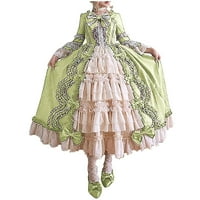 Modne ženske haljine Vintage Court Harova kolač suknja lukne čipka princeza suknja okrugla vrata sukobljava