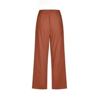 Mrat Womens Capris Solid Colore Loove hlače Ravne široke pantalone za noge Ležerne prilične elastike
