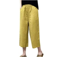 Usmixi rasporedi za ženske hlače za žene Ženske povremene obrezirane hlače Vintage pamučne lanene labave