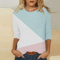 Majica Spring rukave za žene Ljeto Jesen Trendi Ležerne prilike Boja blok okrugli izrez Loover pulover