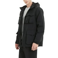 Pedort muške jakne lagani proljetni labavi teretni stil vintage džepovi Srednja odjeća COATS crna, s