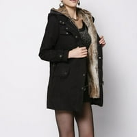 pxiakgy ženski kaput žene zimske tople debele jakne s kapuljačom crna l