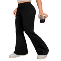Ležerne obične pantalone sa crnim ženskim džemper