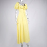 Ženske haljine Ljetni kratki rukav Francuski rukav rukav s punom bojom otvorena duga casual haljina