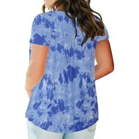 Ženske plus veličine ljetne bluze Henley V Crt Crt Gump up Tun je ruffles Flowy kratkih rukava za kratke