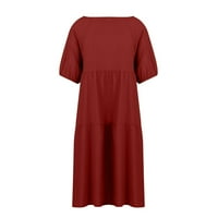 Hanas haljine Ženska ljetna labava haljina kratkih rukava crvena XL