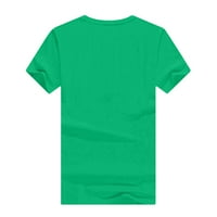 Amidoa Women St.Patrick's Day Print T-majice Fashion Udobne bluze Crewneck vrhovi Trendi vrhovi